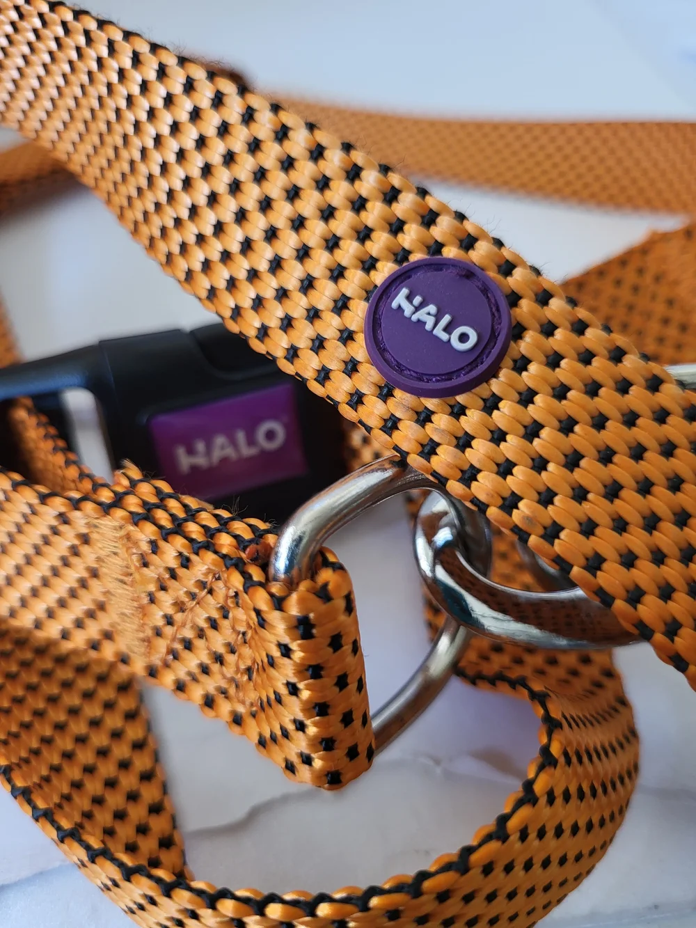 HALO Orange/Black Large Dog Step-In Harness/5ft Leash with Adjustable Straps